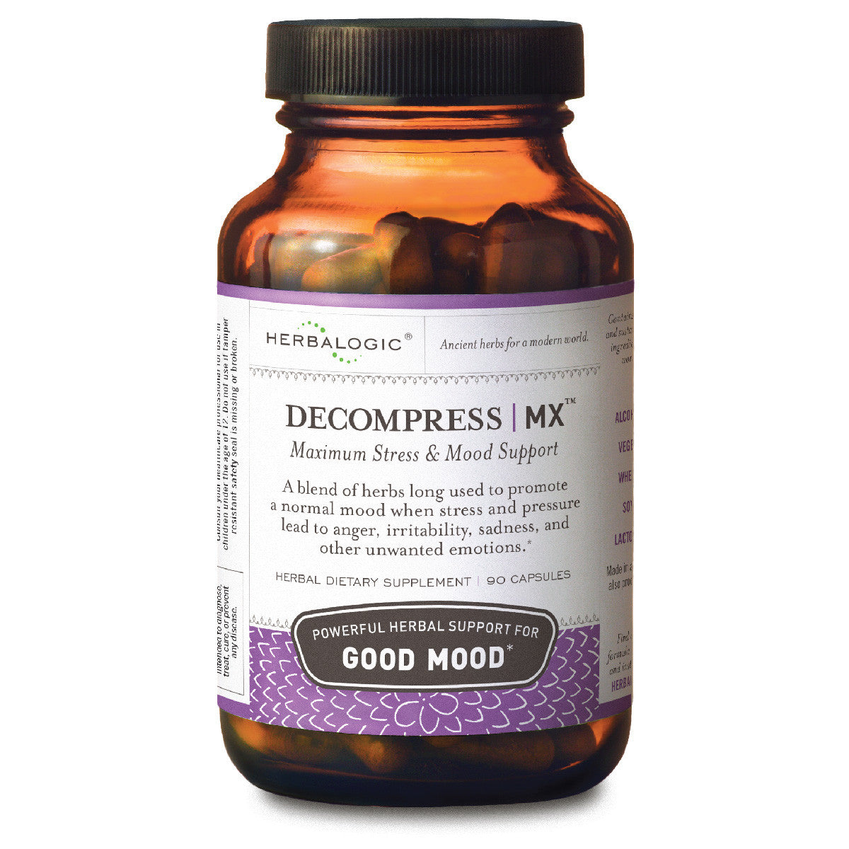 Herbalogic Decompress MX Herb Capsules 90 count bottle for maximum stress and mood support