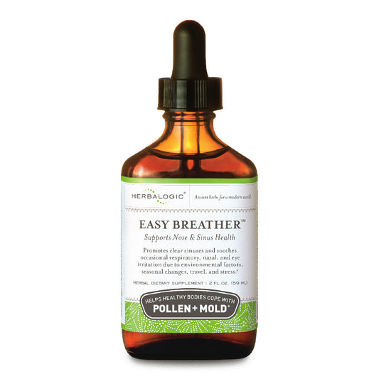 Herbalogic Easy Breather Herb Drops 2 oz bottle for nose and sinus health, natural allergy support