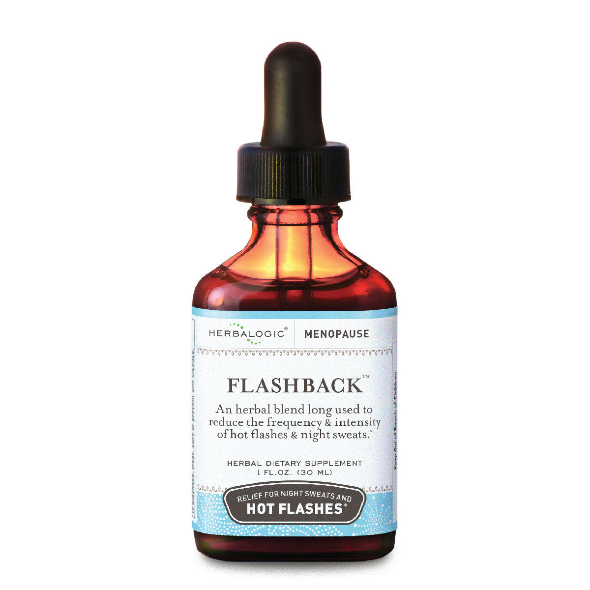 Herbalogic Flashback Liquid Herb Drops 1 oz Bottle for Menopausal Hot Flashes and Night Sweats