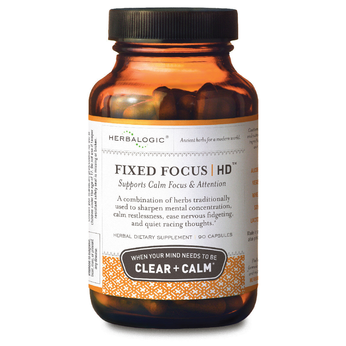 Herbalogic Fixed Focus HD 90 Capsule bottle Support for Mental Concentration, Focus, and Calm