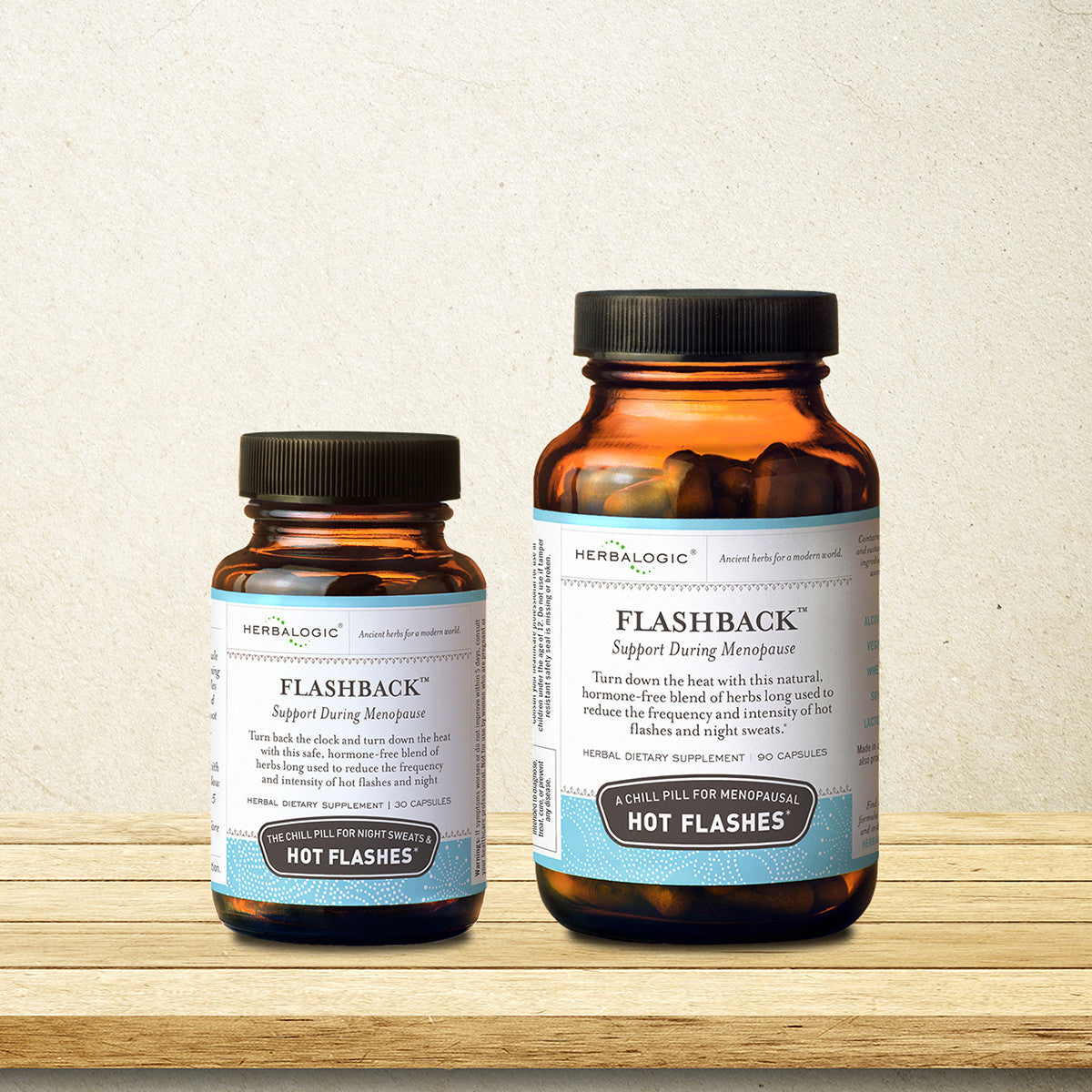 Herbalogic Flashback Herb Capsuels 30 and 90 count Bottles for Menopausal Hot Flashes and Night Sweats