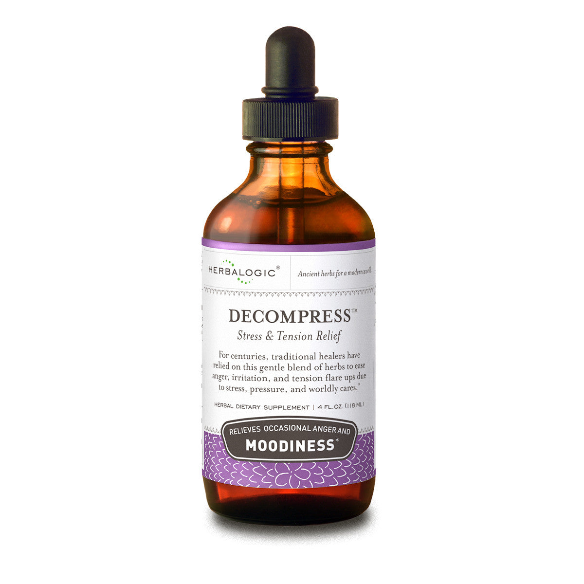 Herbalogic Decompress Herb Drops 4 oz bottle to relieve stress and improve mood naturally