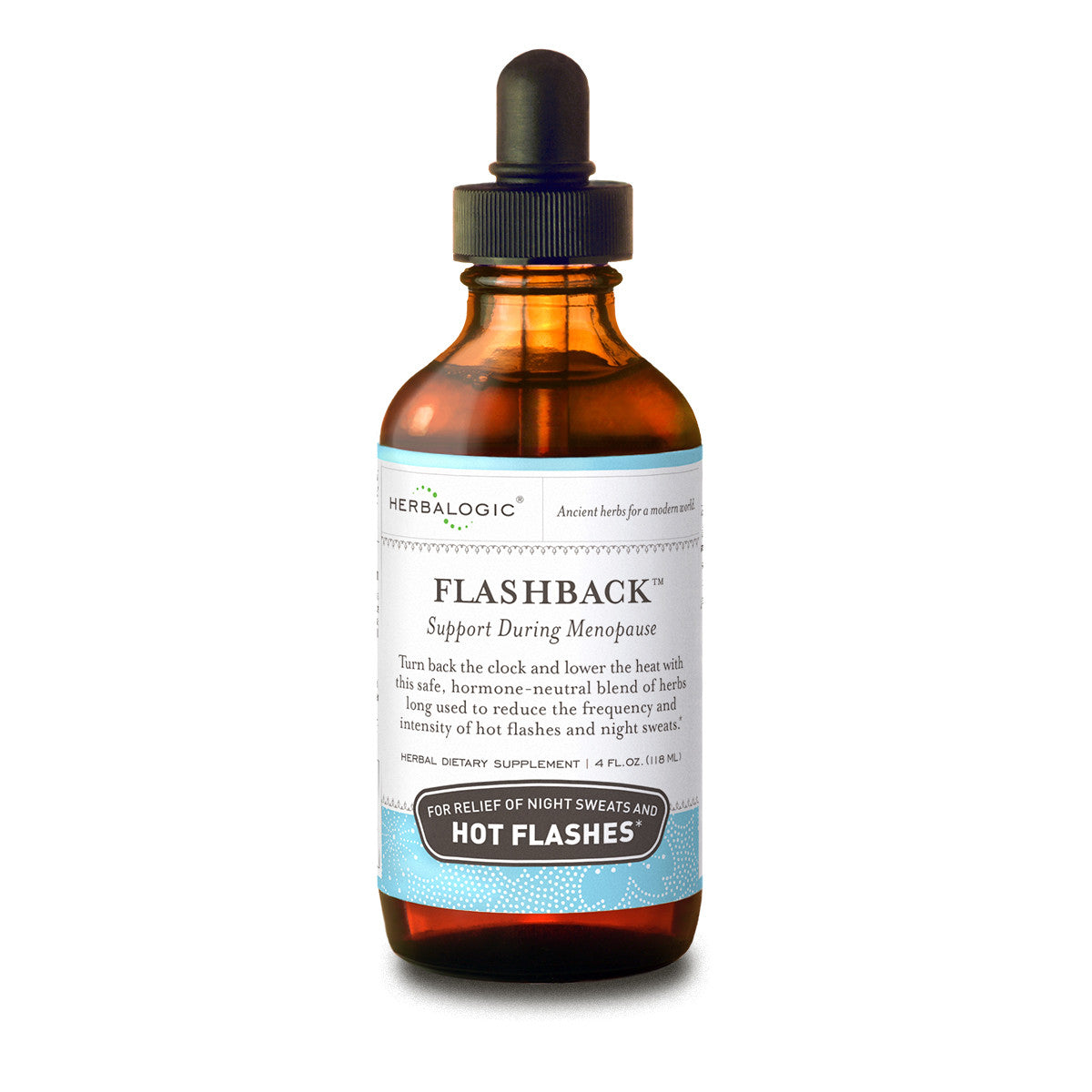 Herbalogic Flashback Liquid Herb Drops 4 oz Bottle for Menopausal Hot Flashes and Night Sweats