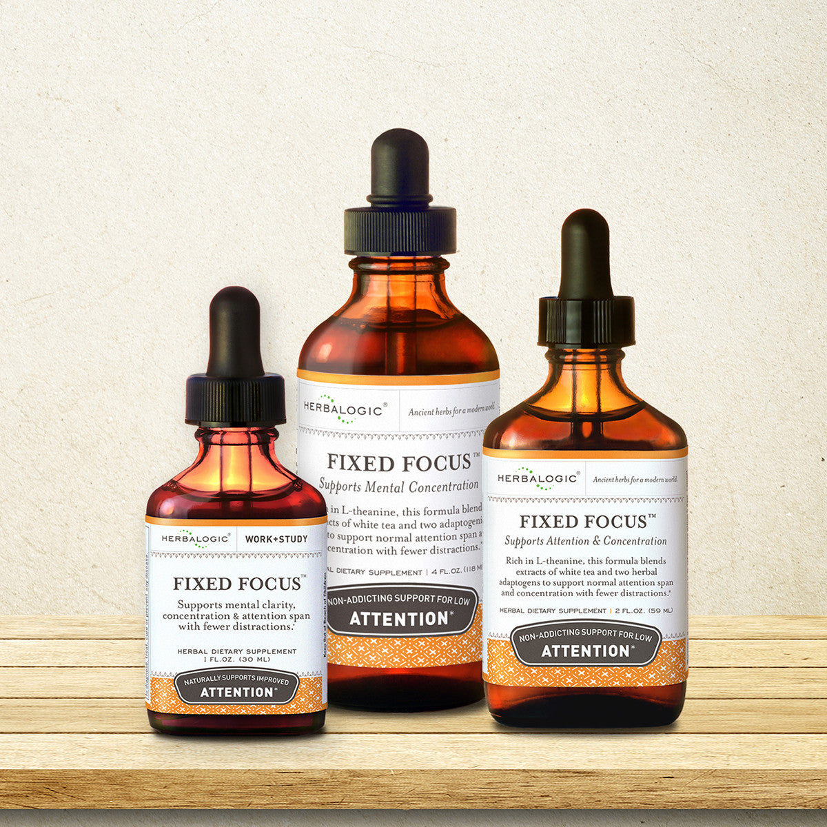 Herbalogic Fixed Focus Herb Drops 1 oz, 2 oz and 4 oz bottles for Attention and Concentration