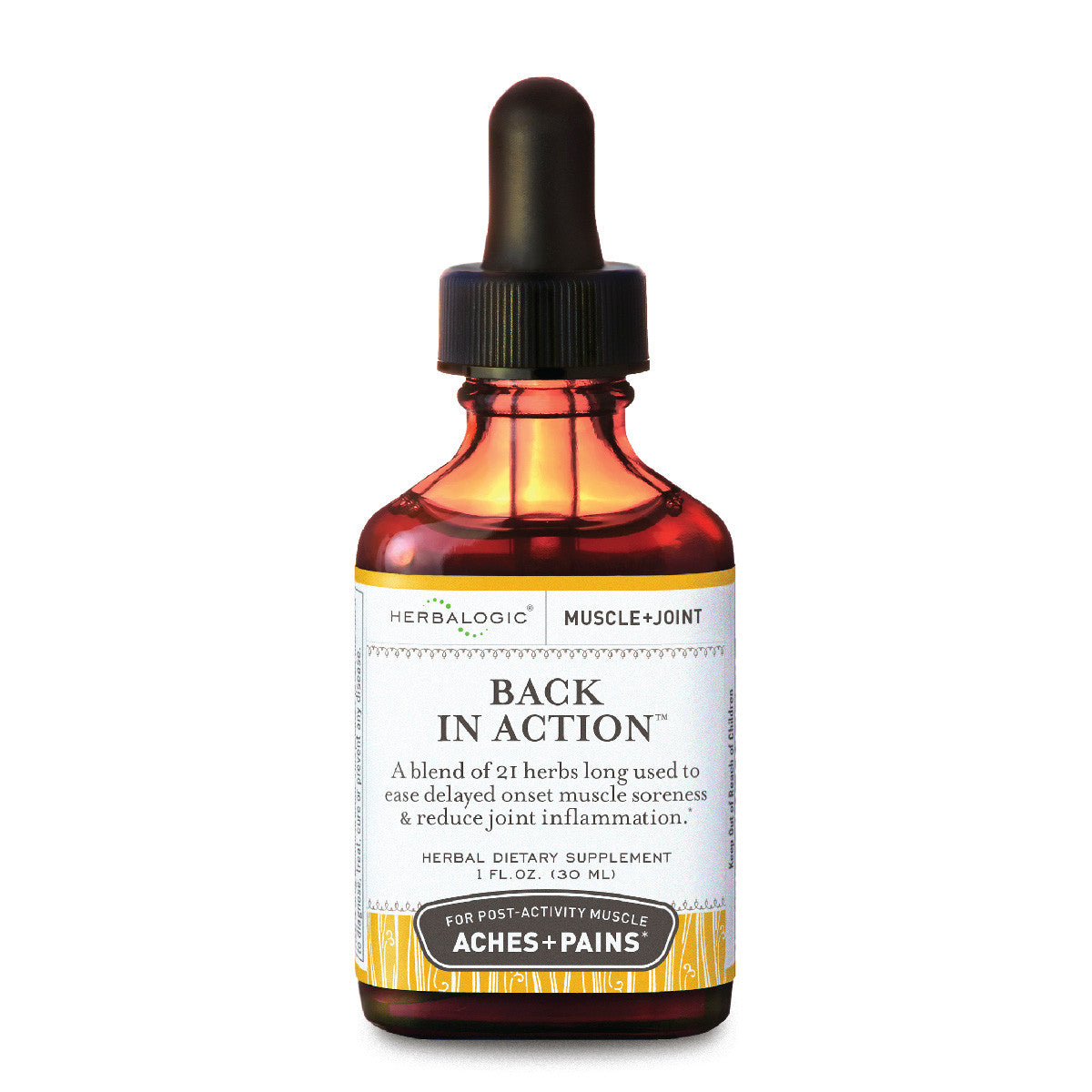 Herbaloigc Back in Action Herb Drops 1 oz bottle for Muscle Pain and Sore Joints