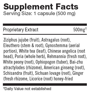 Herbalogic Peak Power K2 Herb Capsules Supplement Facts Panel for combined energy and focus