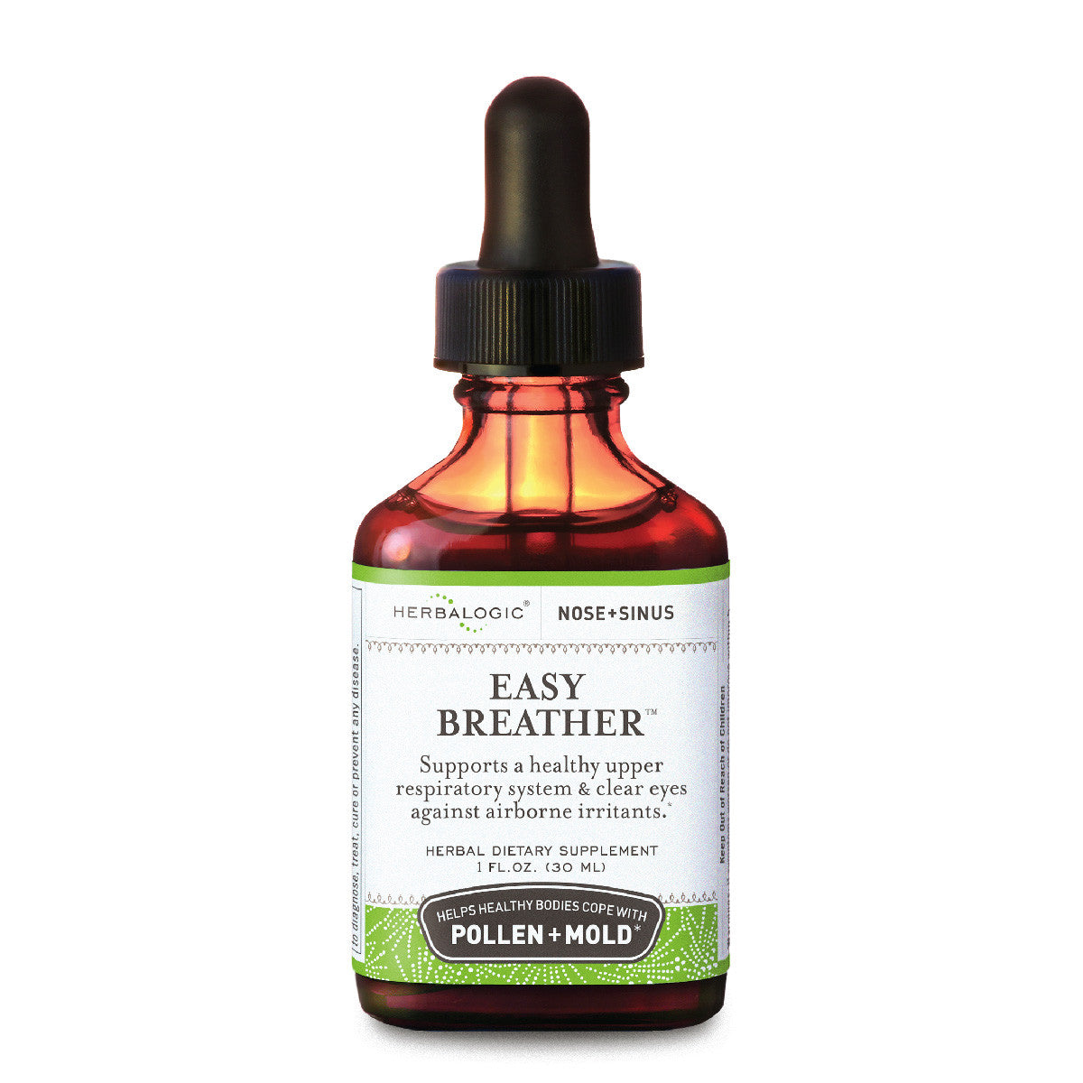 Herbalogic Easy Breather Herb Drops 1 oz bottle for nose and sinus health, natural allergy support