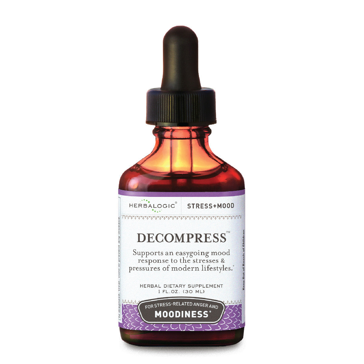 Herbalogic Decompress Herb Drops 1 oz bottle to relieve stress and improve mood naturally