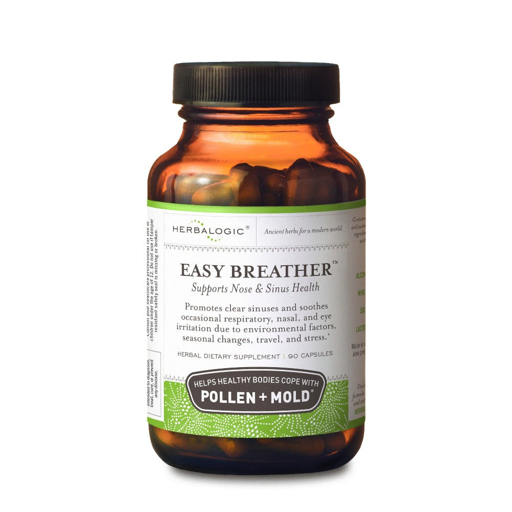 Herbalogic Easy Breather Herb Capsules 90 count bottle for nose and sinus health, natural allergy support