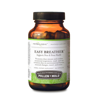 Herbalogic Easy Breather Herb Capsules 90 count bottle for nose and sinus health, natural allergy support