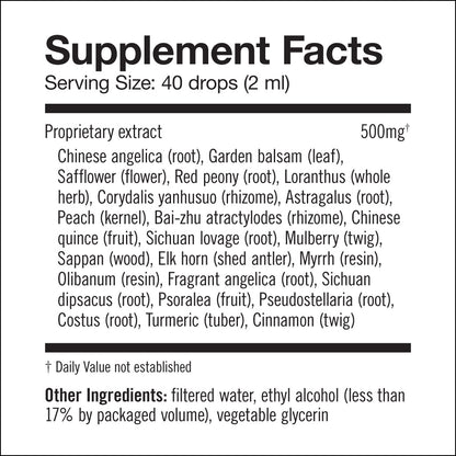 Herbaloigc Back in Action Herb Drops Supplement Facts Panel for Muscle Pain and Sore Joints