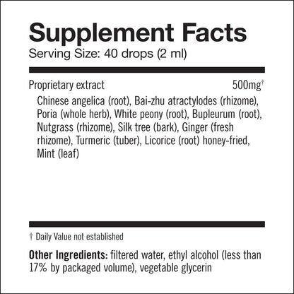 Herbalogic Peacekeeper Herb Drops Supplemental Facts Panel for menstrual mood swings